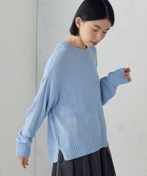 ONIGIRI（オニギリ）の「カラーネップ ニット（ニット/セーター・レディース・ライトグレー/グリーン/オフホワイト/サックスブルー・FREE）」の17枚目の写真