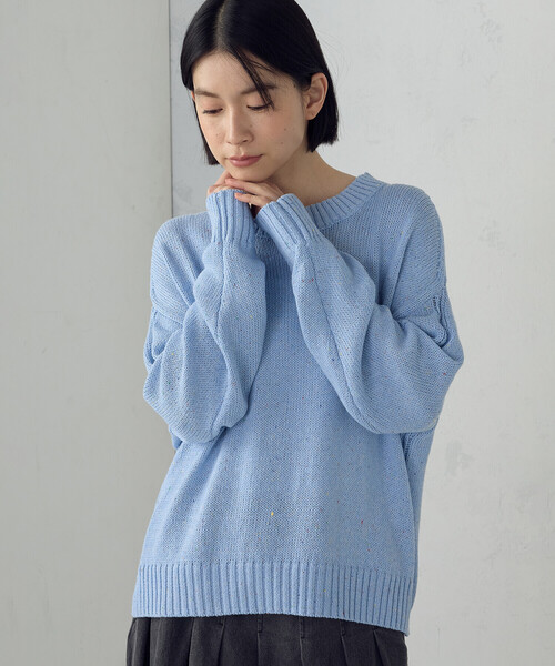 ONIGIRI（オニギリ）の「カラーネップ ニット（ニット/セーター・レディース・ライトグレー/グリーン/オフホワイト/サックスブルー・FREE）」の18枚目の写真