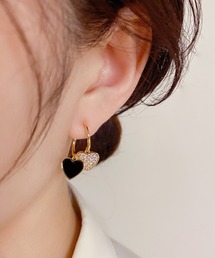 blackdia ocean（ブラックダイヤオーシャン）の「blackdia ocean ダブルハート パヴェ ピアス 金属アレルギー対応（ピアス（両耳用））」