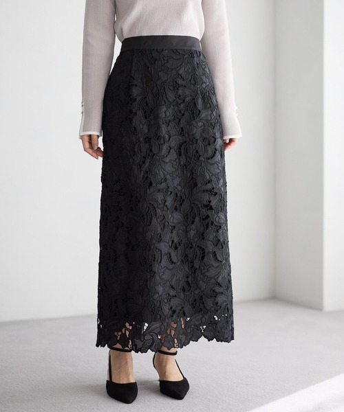 Andemiu（アンデミュウ）の「レースIラインスカート639088（スカート・レディース・ブラック/アイボリー/ピンクベージュ・SMALL/MEDIUM）」の3枚目の写真