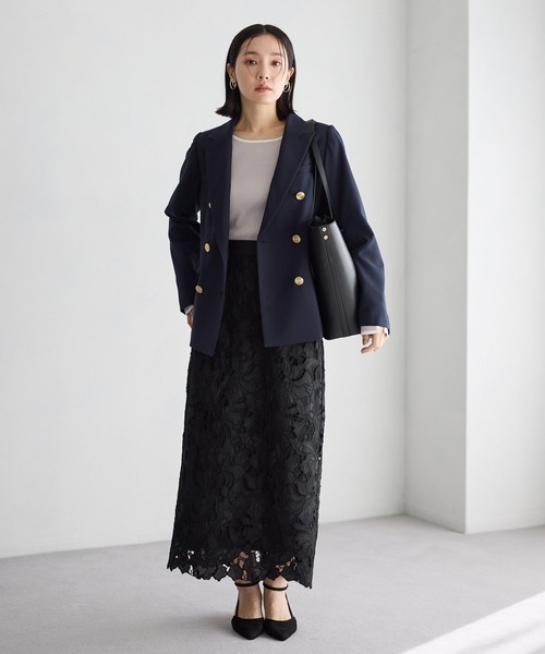 Andemiu（アンデミュウ）の「レースIラインスカート639088（スカート・レディース・ブラック/アイボリー/ピンクベージュ・SMALL/MEDIUM）」の7枚目の写真