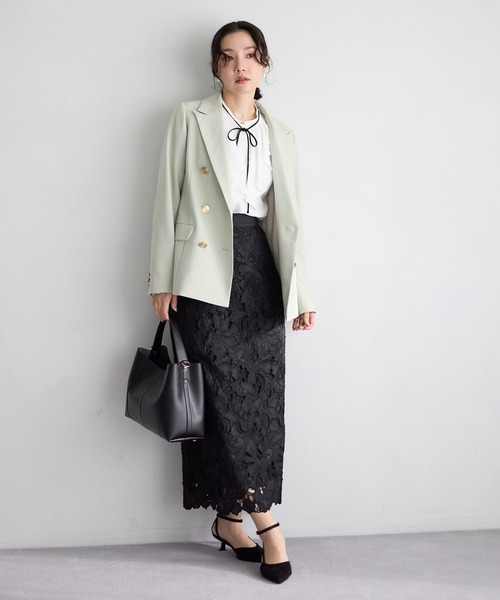 Andemiu（アンデミュウ）の「レースIラインスカート639088（スカート・レディース・ブラック/アイボリー/ピンクベージュ・SMALL/MEDIUM）」の10枚目の写真