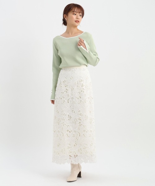 Andemiu（アンデミュウ）の「レースIラインスカート639088（スカート・レディース・ブラック/アイボリー/ピンクベージュ・SMALL/MEDIUM）」の14枚目の写真