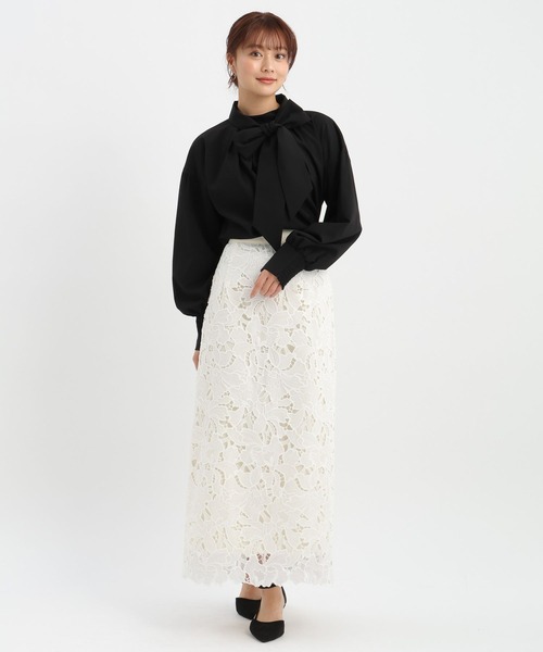 Andemiu（アンデミュウ）の「レースIラインスカート639088（スカート・レディース・ブラック/アイボリー/ピンクベージュ・SMALL/MEDIUM）」の16枚目の写真