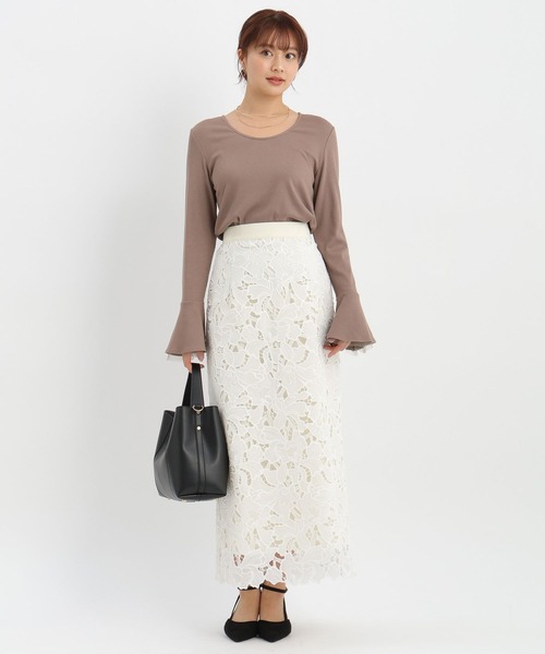 Andemiu（アンデミュウ）の「レースIラインスカート639088（スカート・レディース・ブラック/アイボリー/ピンクベージュ・SMALL/MEDIUM）」の17枚目の写真