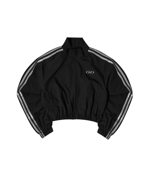 BORN TO WIN（ボーントゥウィン）の「REFLECTIVE LINE CROP WIND BREAKER [BLACK]（ジャージ・レディース・その他・2/1）」の2枚目の写真