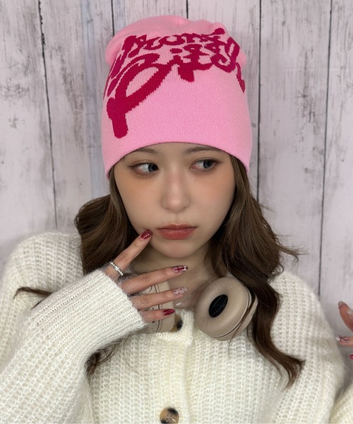 セール】《英字ビッグロゴ×存在感デザイン》ニットビーニー ニット帽