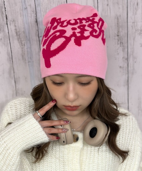 セール】《英字ビッグロゴ×存在感デザイン》ニットビーニー ニット帽