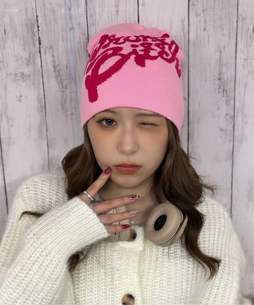 セール】《英字ビッグロゴ×存在感デザイン》ニットビーニー ニット帽