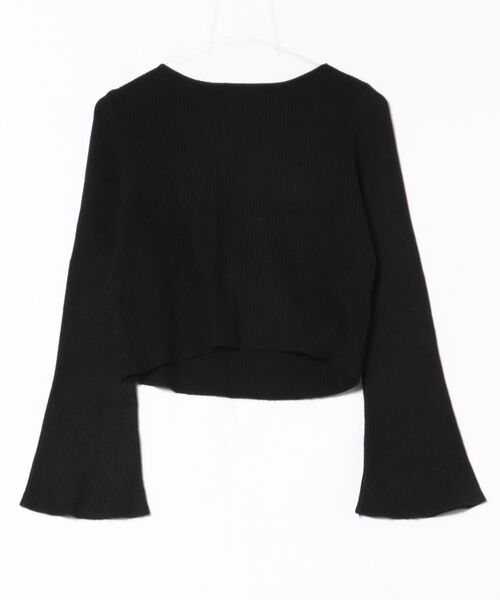 Lace Ladies（レースレディース）の「ドレープ ネック フレア スリーブ リブ ニット トップス（Tシャツ/カットソー・レディース・ピンク/ブラック/アイボリー・S/FREE）」の4枚目の写真