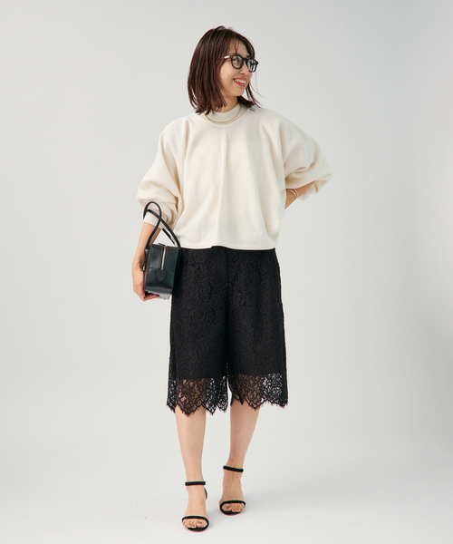 VERMEIL par iena(ヴェルメイユパーイエナ)の「マーセライズドルマンプルオーバー(ニット/セーター・レディース・ホワイト/ネイビー/ボルドー・FREE)」の4枚目の写真