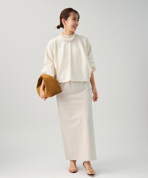 VERMEIL par iena(ヴェルメイユパーイエナ)の「マーセライズドルマンプルオーバー(ニット/セーター・レディース・ホワイト/ネイビー/ボルドー・FREE)」の7枚目の写真