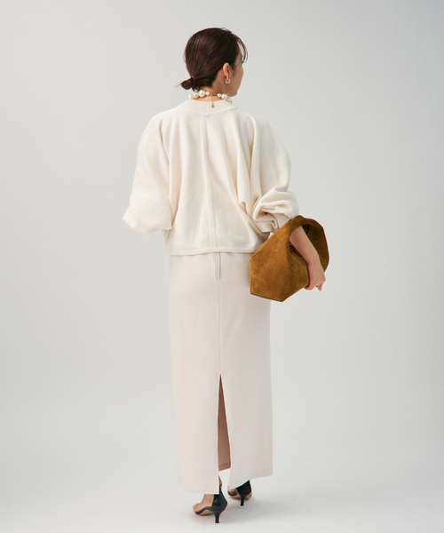 VERMEIL par iena(ヴェルメイユパーイエナ)の「マーセライズドルマンプルオーバー(ニット/セーター・レディース・ホワイト/ネイビー/ボルドー・FREE)」の9枚目の写真