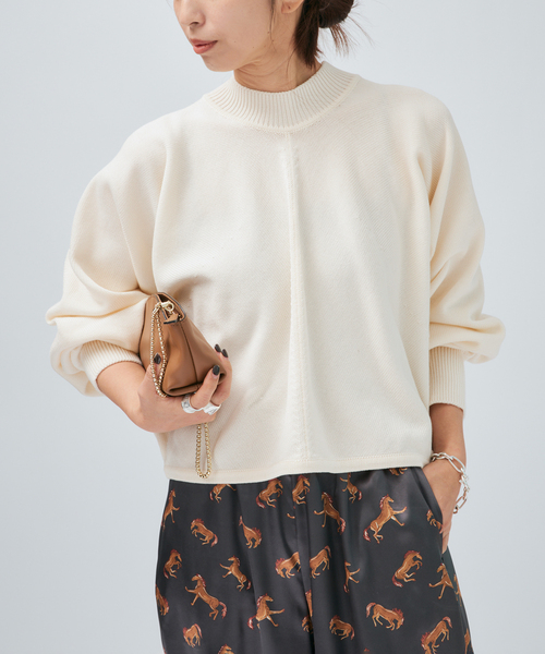 VERMEIL par iena(ヴェルメイユパーイエナ)の「マーセライズドルマンプルオーバー(ニット/セーター・レディース・ホワイト/ネイビー/ボルドー・FREE)」の13枚目の写真