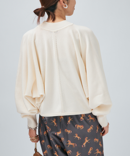 VERMEIL par iena(ヴェルメイユパーイエナ)の「マーセライズドルマンプルオーバー(ニット/セーター・レディース・ホワイト/ネイビー/ボルドー・FREE)」の14枚目の写真