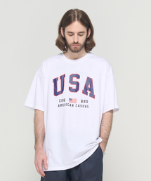 USAフラッグ半袖Tシャツ（ホワイト）