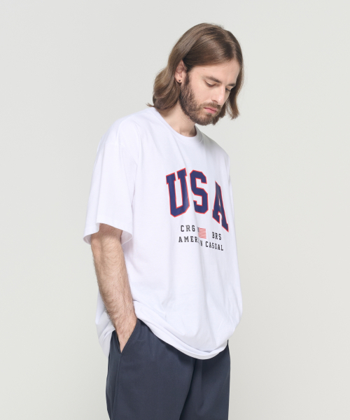 CARGOBROS（カーゴブロス）の「USAフラッグ半袖Tシャツ（ホワイト）（Tシャツ/カットソー・メンズ・その他・S/M/L/2XL/XL）」の9枚目の写真