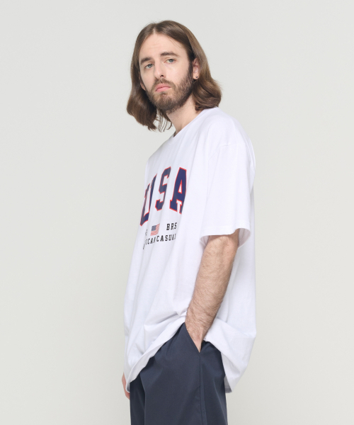 CARGOBROS（カーゴブロス）の「USAフラッグ半袖Tシャツ（ホワイト）（Tシャツ/カットソー・メンズ・その他・S/M/L/2XL/XL）」の5枚目の写真