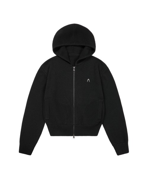 Куртка‑худи Structure Contrast Knitted Zip‑Up (чёрная)