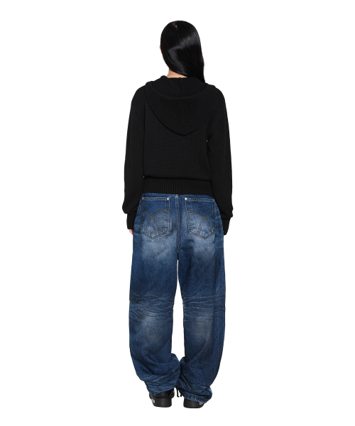 AAKAM(アーカム)の「Structure Contrast Knitted Zip-Up Hoodie (Black)(パーカー・レディース・その他・2/1)」の6枚目の写真