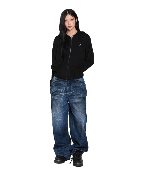 AAKAM(アーカム)の「Structure Contrast Knitted Zip-Up Hoodie (Black)(パーカー・レディース・その他・2/1)」の7枚目の写真