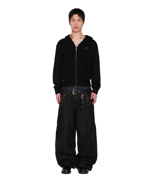 AAKAM(アーカム)の「Structure Contrast Knitted Zip-Up Hoodie (Black)(パーカー・レディース・その他・2/1)」の8枚目の写真