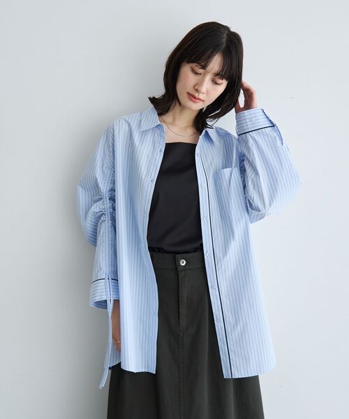 YECCA VECCA(イェッカヴェッカ)の「イージーケアドロストシャツ(シャツ/ブラウス・レディース・ブルー系その他6/ストライプ/ネイビー/ピンク・FREE)」の3枚目の写真