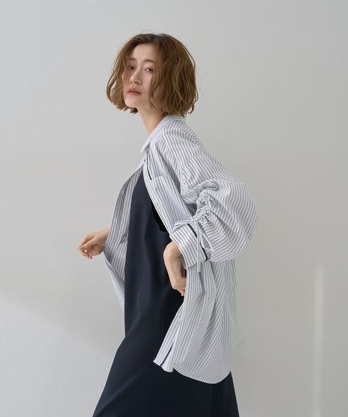 YECCA VECCA(イェッカヴェッカ)の「イージーケアドロストシャツ(シャツ/ブラウス・レディース・ブルー系その他6/ストライプ/ネイビー/ピンク・FREE)」の7枚目の写真