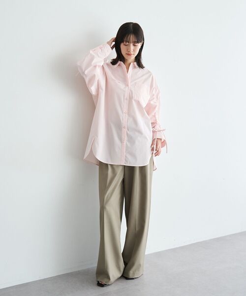YECCA VECCA(イェッカヴェッカ)の「イージーケアドロストシャツ(シャツ/ブラウス・レディース・ブルー系その他6/ストライプ/ネイビー/ピンク・FREE)」の19枚目の写真