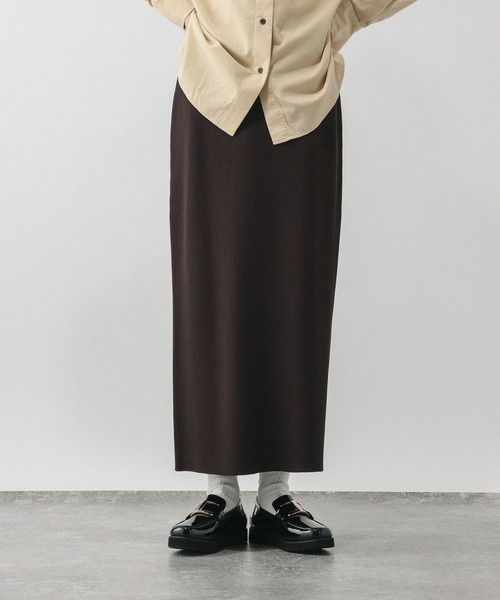 GLOBAL WORK（グローバルワーク）の「ニットリブIラインスカート/632948（スカート・レディース・オフホワイト/ダークブラウン/ブラック・LARGE/MEDIUM）」の3枚目の写真