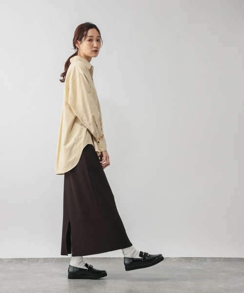 GLOBAL WORK（グローバルワーク）の「ニットリブIラインスカート/632948（スカート・レディース・オフホワイト/ダークブラウン/ブラック・LARGE/MEDIUM）」の9枚目の写真