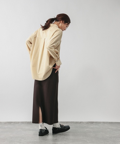 GLOBAL WORK（グローバルワーク）の「ニットリブIラインスカート/632948（スカート・レディース・オフホワイト/ダークブラウン/ブラック・LARGE/MEDIUM）」の10枚目の写真