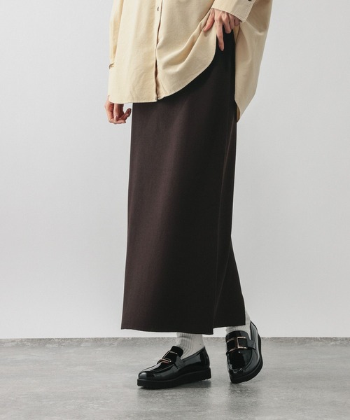 GLOBAL WORK（グローバルワーク）の「ニットリブIラインスカート/632948（スカート・レディース・オフホワイト/ダークブラウン/ブラック・LARGE/MEDIUM）」の11枚目の写真