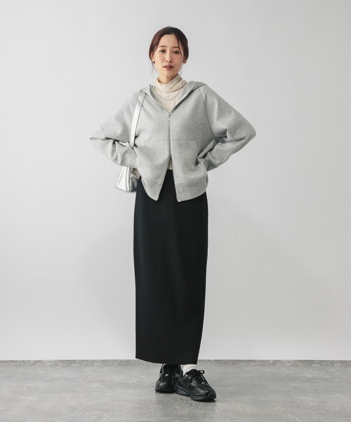 GLOBAL WORK（グローバルワーク）の「ニットリブIラインスカート/632948（スカート・レディース・オフホワイト/ダークブラウン/ブラック・LARGE/MEDIUM）」の4枚目の写真