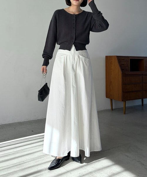 CAPRICIEUX LE'MAGE（カプリシューレマージュ）の「プリーツパフカーディガン（カーディガン/ボレロ・レディース・チャコールグレー/ホワイト/ピンク/ベージュ・FREE）」の8枚目の写真