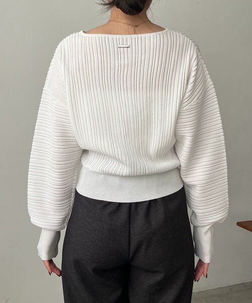 CAPRICIEUX LE'MAGE（カプリシューレマージュ）の「プリーツパフカーディガン（カーディガン/ボレロ・レディース・チャコールグレー/ホワイト/ピンク/ベージュ・FREE）」の15枚目の写真