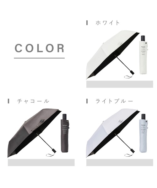 Waterfront(ウォーターフロント)の「クイックシャット 自動開閉 UVブロック 折 55cm(折りたたみ傘・メンズ・ライトブルー/チャコール/ホワイト・FREE)」の5枚目の写真