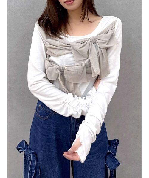 dazzlin(ダズリン)の「ラッピングリボンディティールカットソー(Tシャツ/カットソー・レディース・イエロー/オフホワイト/グレー/ブラック・FREE)」の6枚目の写真