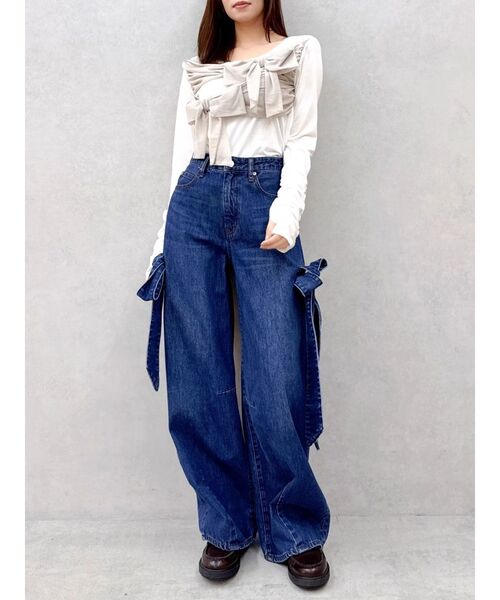 dazzlin(ダズリン)の「ラッピングリボンディティールカットソー(Tシャツ/カットソー・レディース・イエロー/オフホワイト/グレー/ブラック・FREE)」の8枚目の写真