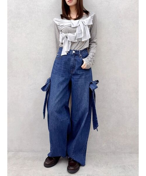 dazzlin(ダズリン)の「ラッピングリボンディティールカットソー(Tシャツ/カットソー・レディース・イエロー/オフホワイト/グレー/ブラック・FREE)」の12枚目の写真