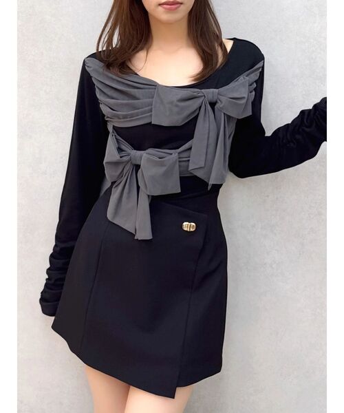 dazzlin(ダズリン)の「ラッピングリボンディティールカットソー(Tシャツ/カットソー・レディース・イエロー/オフホワイト/グレー/ブラック・FREE)」の15枚目の写真