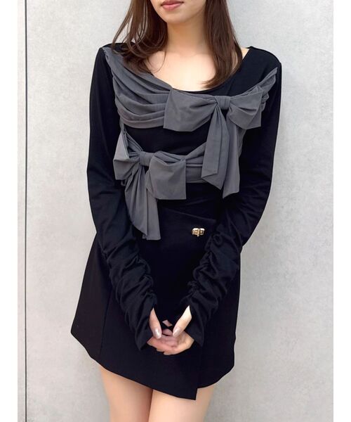 dazzlin(ダズリン)の「ラッピングリボンディティールカットソー(Tシャツ/カットソー・レディース・イエロー/オフホワイト/グレー/ブラック・FREE)」の16枚目の写真