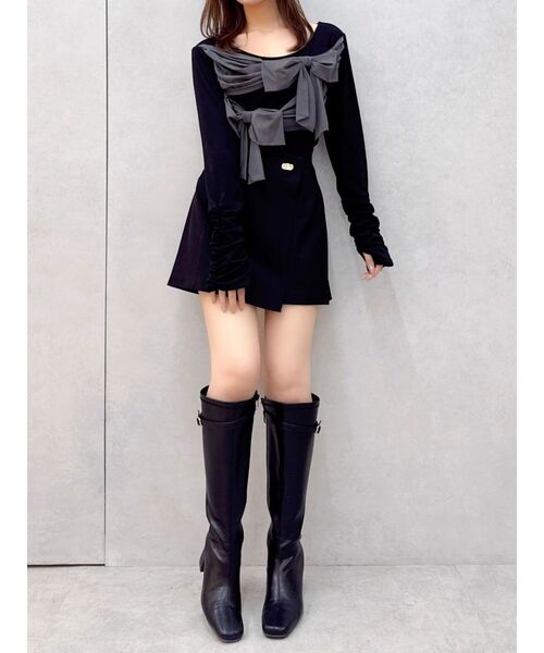 dazzlin(ダズリン)の「ラッピングリボンディティールカットソー(Tシャツ/カットソー・レディース・イエロー/オフホワイト/グレー/ブラック・FREE)」の18枚目の写真