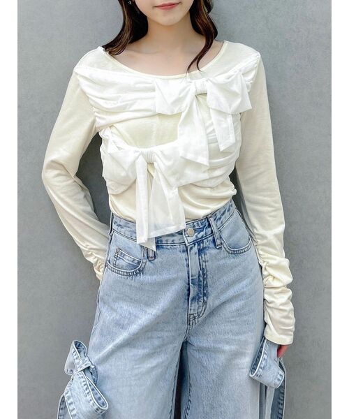 dazzlin(ダズリン)の「ラッピングリボンディティールカットソー(Tシャツ/カットソー・レディース・イエロー/オフホワイト/グレー/ブラック・FREE)」の20枚目の写真