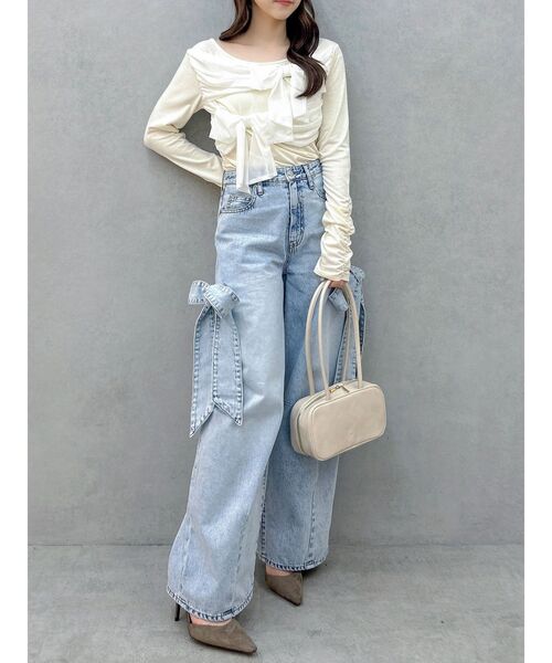 dazzlin(ダズリン)の「ラッピングリボンディティールカットソー(Tシャツ/カットソー・レディース・イエロー/オフホワイト/グレー/ブラック・FREE)」の21枚目の写真