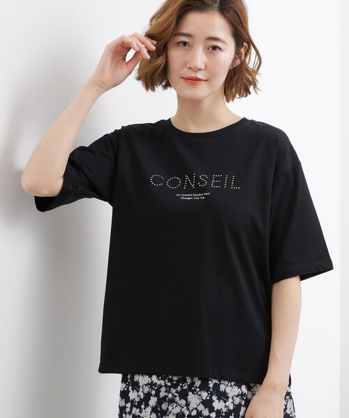 grove（グローブ）の「【UVカット/接触冷感】プリントアソート5分袖Tシャツ（Tシャツ/カットソー・レディース・ホワイト系3/チャコールグレー/オフホワイト/ブラック系/ピンク・03/02）」の4枚目の写真