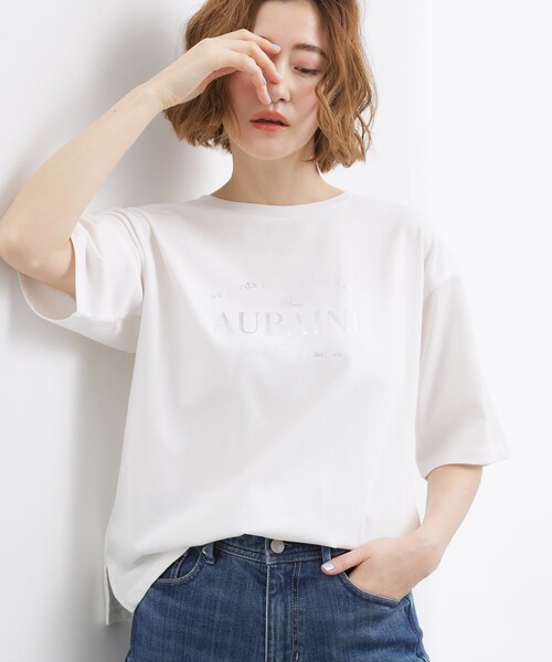 grove（グローブ）の「【UVカット/接触冷感】プリントアソート5分袖Tシャツ（Tシャツ/カットソー・レディース・ホワイト系3/チャコールグレー/オフホワイト/ブラック系/ピンク・03/02）」の2枚目の写真