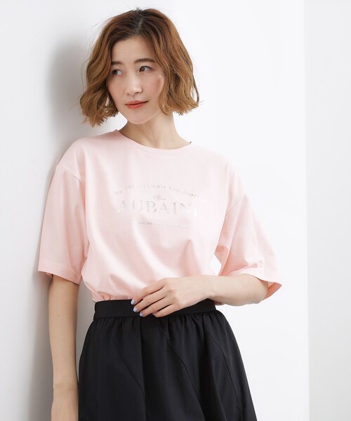 grove（グローブ）の「【UVカット/接触冷感】プリントアソート5分袖Tシャツ（Tシャツ/カットソー・レディース・ホワイト系3/チャコールグレー/オフホワイト/ブラック系/ピンク・03/02）」の5枚目の写真