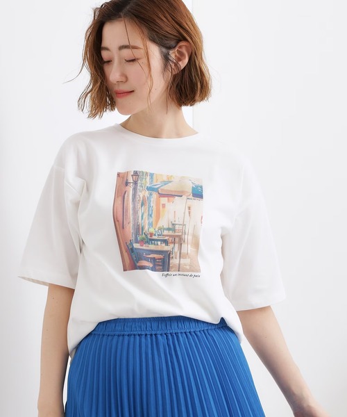 grove(グローブ)の「【UVカット/接触冷感】プリントアソート5分袖Tシャツ(Tシャツ/カットソー・レディース・ホワイト系3/チャコールグレー/オフホワイト/ブラック系/ピンク/アイボリー/ライトイエロー系1/アイボリー系/ブラウン系その他・03/02/05/04/01)」の7枚目の写真