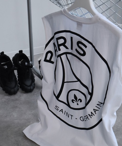 PARIS SAINT-GERMAIN（パリサンジェルマン）の「【Paris Saint-Germain/パリサンジェルマン】ロゴエンブレム ノースリーブカットソー（Tシャツ/カットソー・メンズ・ブラック/ホワイト/スミクロ・M/L/XL）」の4枚目の写真